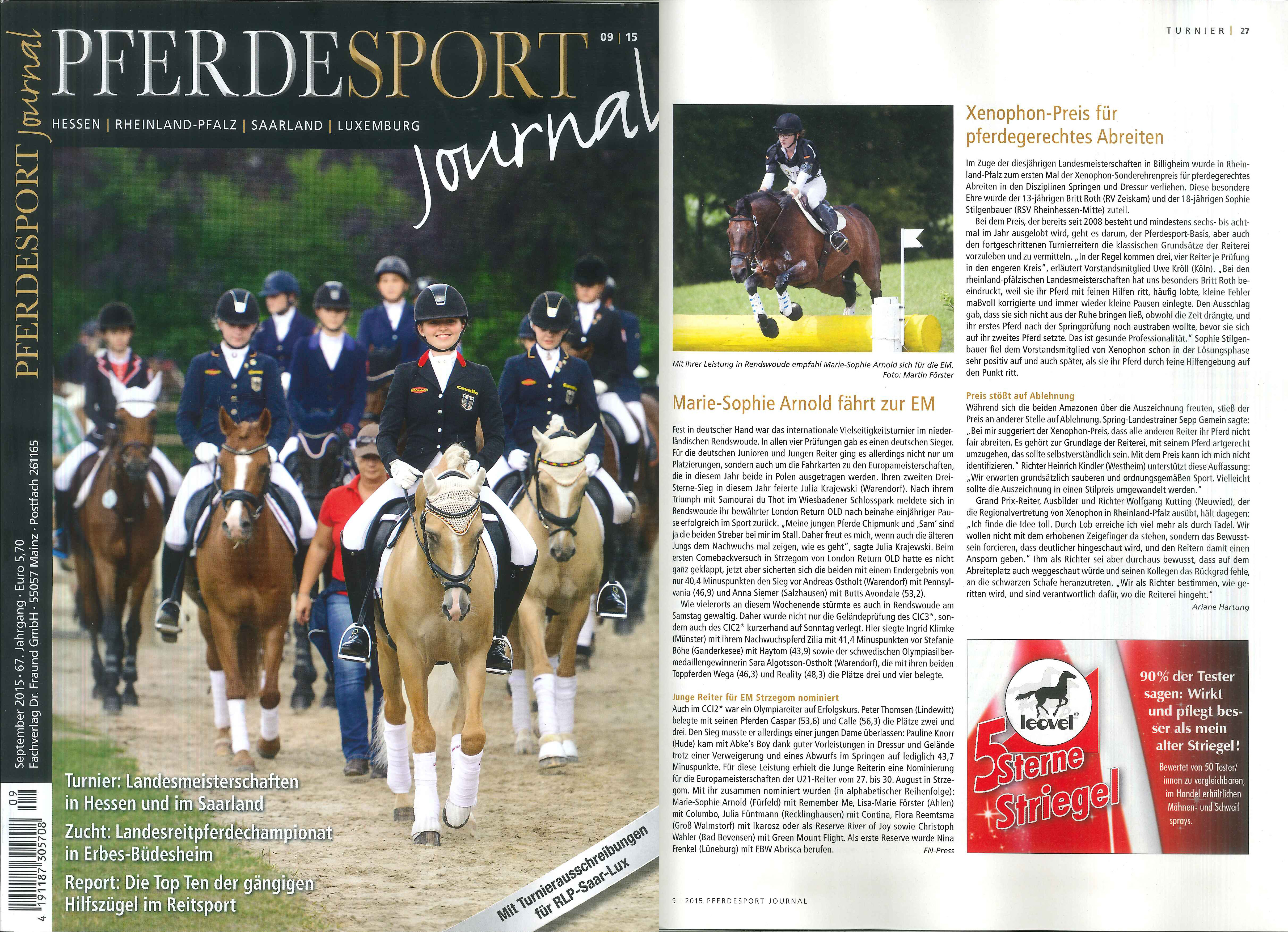 Pferdesport Journal Xenophon-Sonderehrenpreis 09/2015